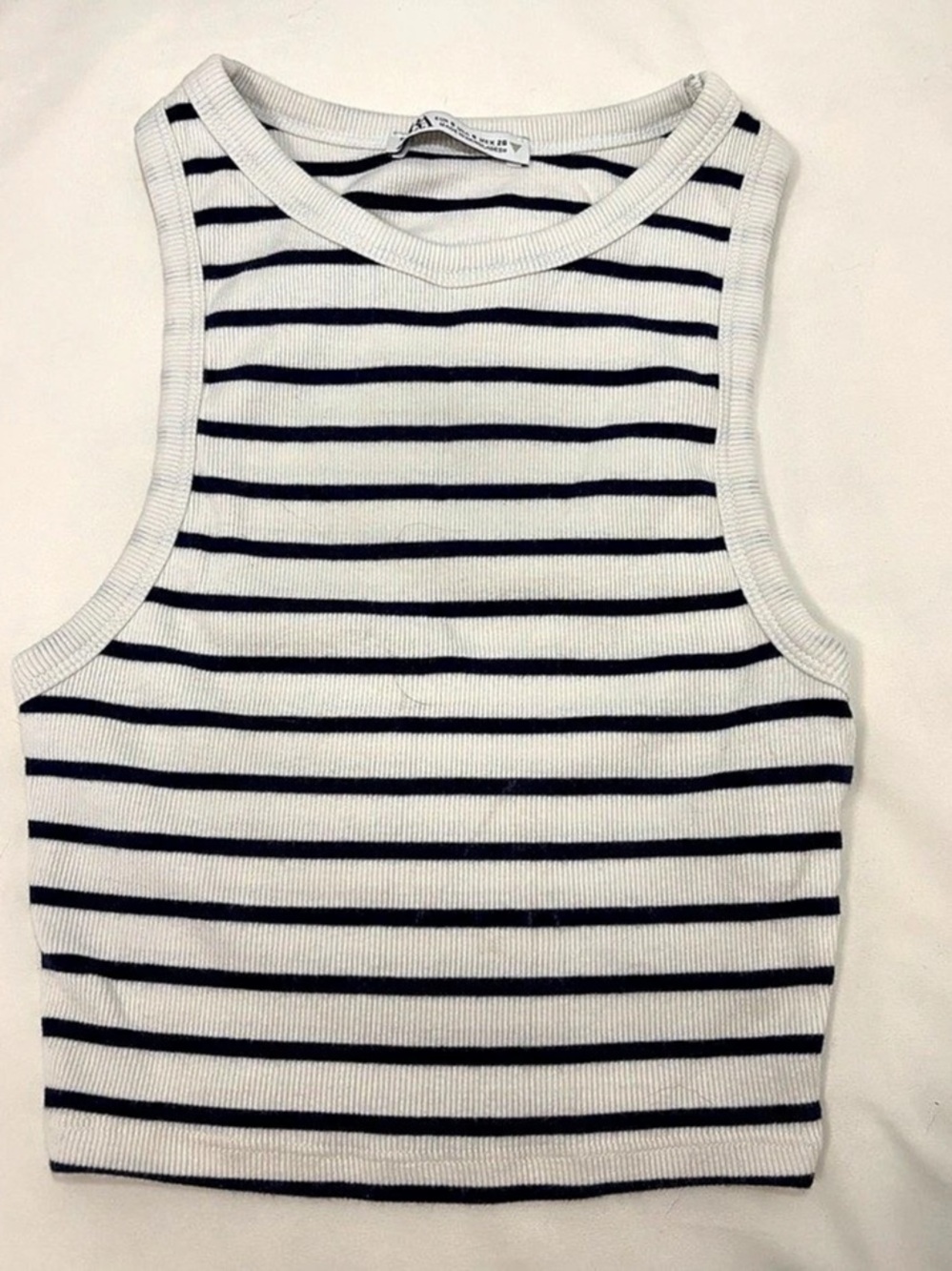 Zara Striped Tank Top in White & Black Size Small
